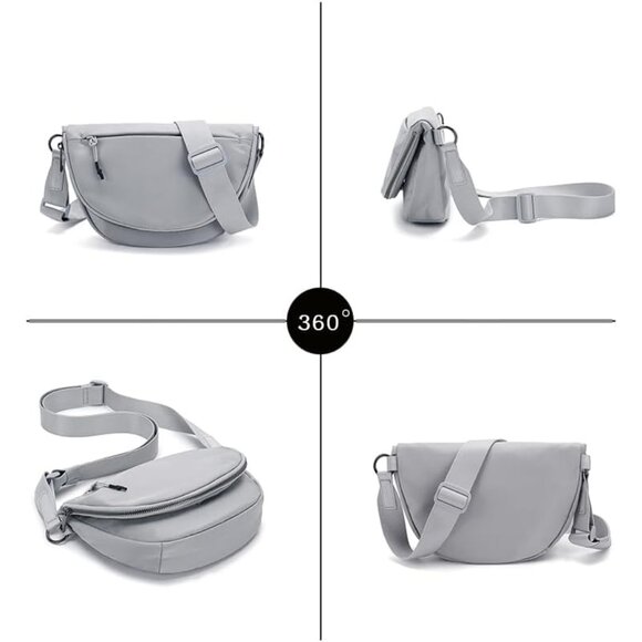 Unisex Nylon Shoulder Bag Medium Waterproof Lightweight Adjustable Strap - Picture 5 of 6